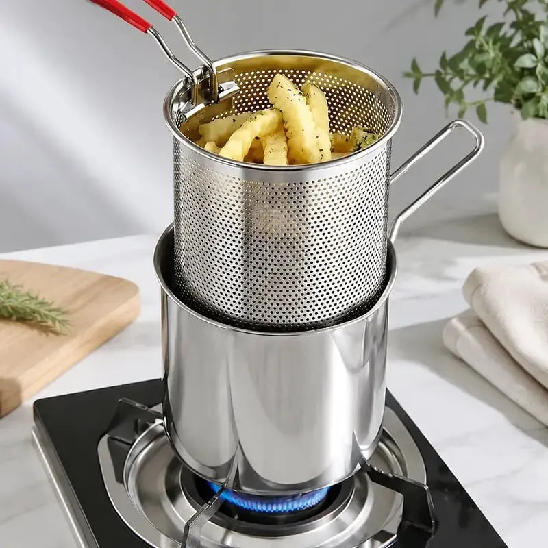 🔥HOT SALE🔥💥🏆49% OFF🔥Compact Fry Pot with Filter Basket – Stainless Steel, Complete Accessory Kit
