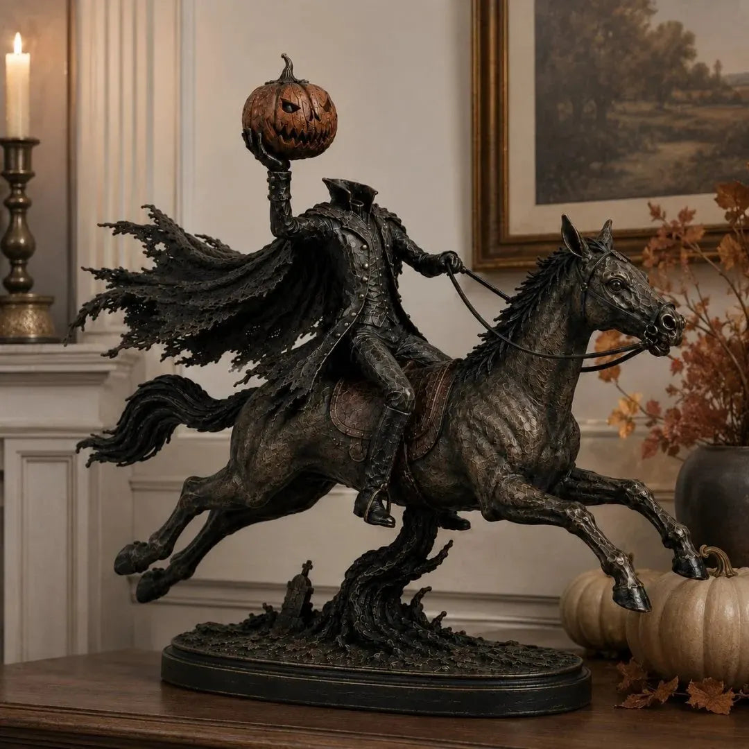 ⏰Limited Stock 50% OFF - 🎃🏇Midnight Chase Headless Horseman Statue✨