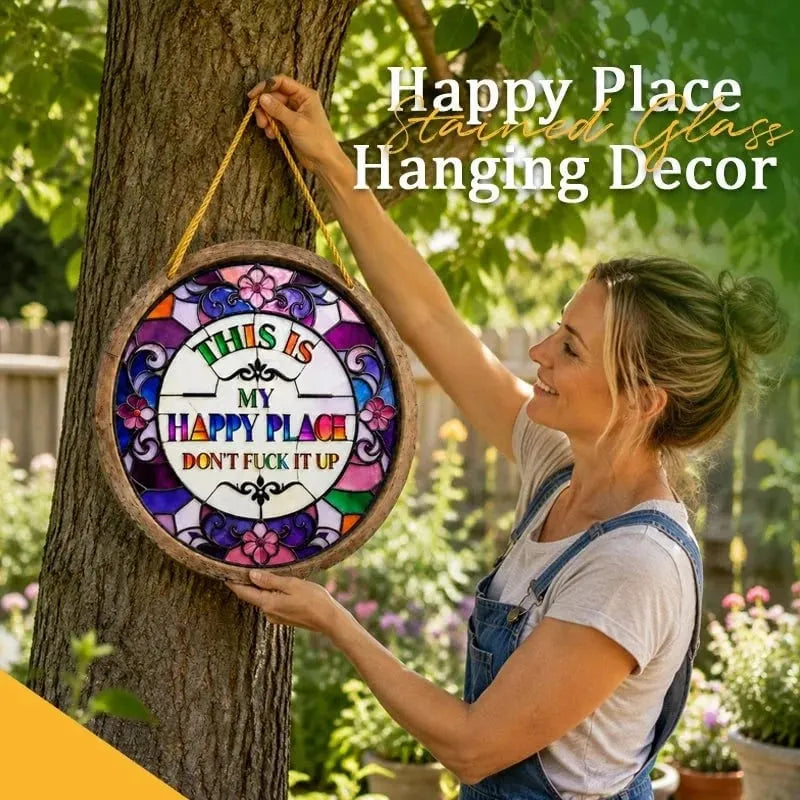 🔥HOT SALE🔥LAST DAY 50% OFF -🌈Stained Glass Happy Place Hanging Decor