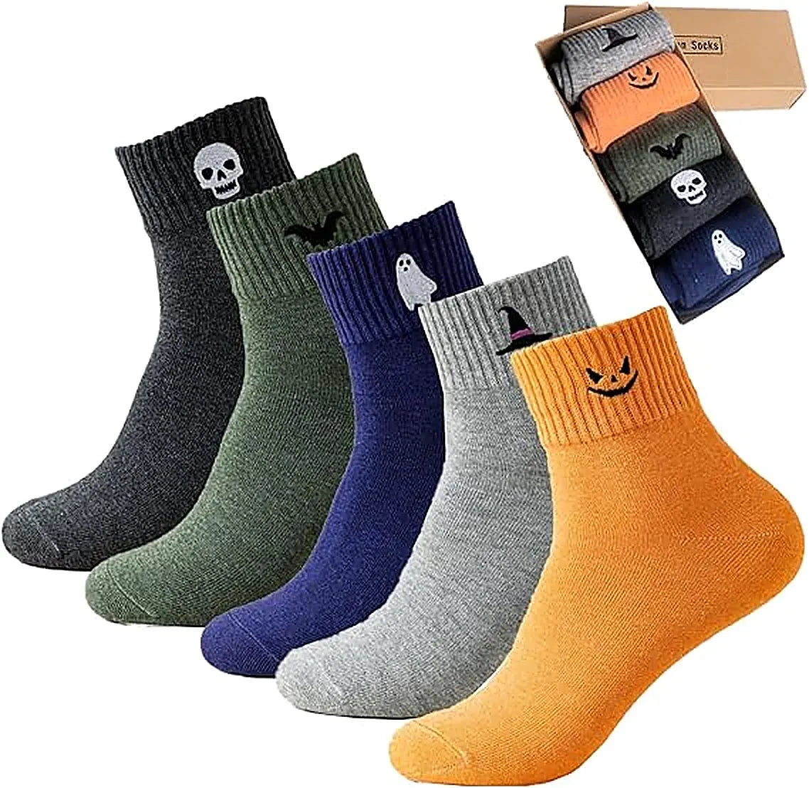🎉5 Pairs Halloween Embroidered Ankle Socks 🎃