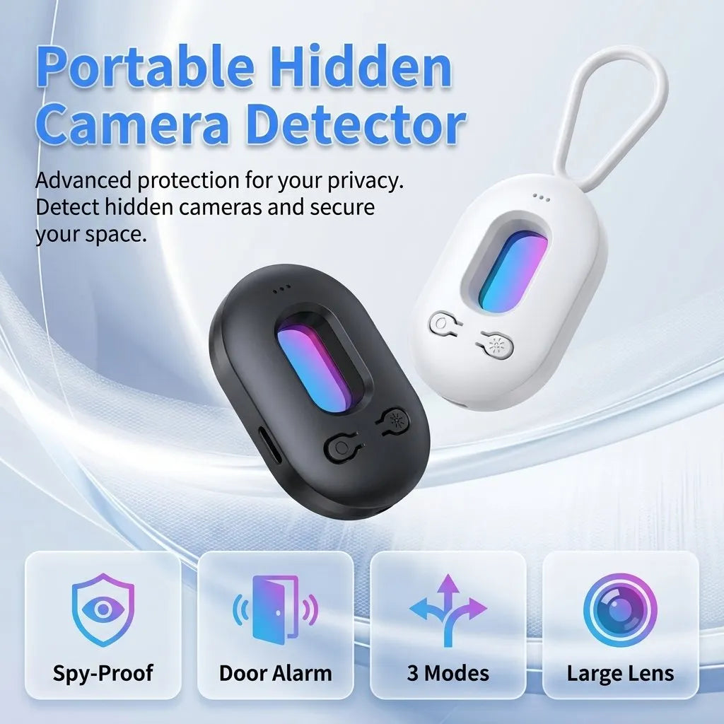 🔥HOT SALE🔥Smart Anti-Spy Hidden Camera Detector – Portable Infrared Anti-Peeping Pin-Hole Lens Finder with Motion Vibration Door Alarm & LED Flashlight, Travel Security Device for Hotel, Airbnb, Bathroom