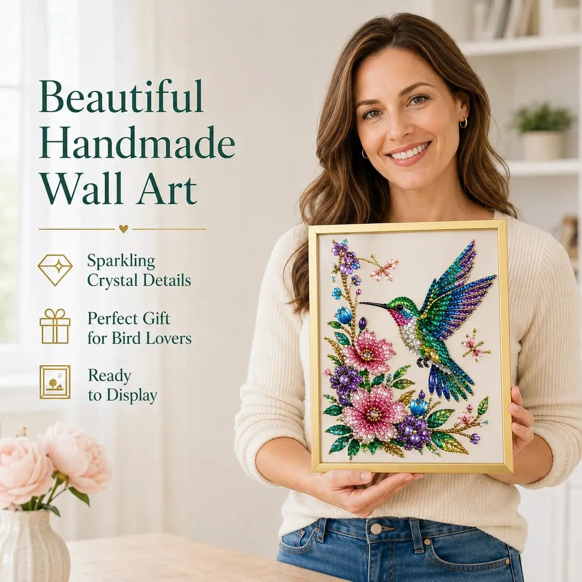 🔥HOT SALE🔥 LAST DAY 49% OFF – ✨Sparkling Nature Crystal Art Kit | Colorful Crystal Gems, Guided Pattern, Complete Tools & Gold Display Frame 🌿💎