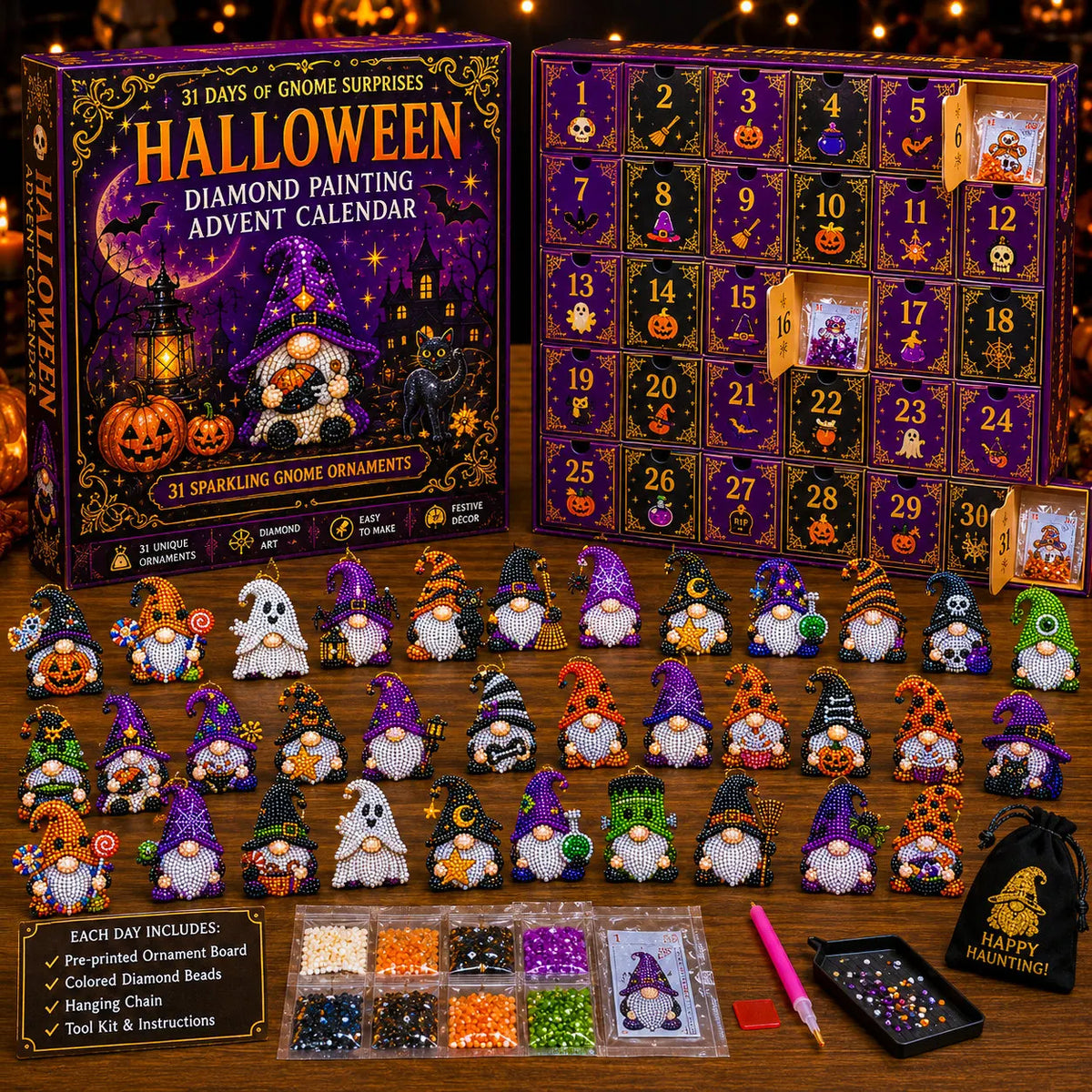 🎃✨ 31 Days of Gnome Surprises Halloween Diamond Painting Advent Calendar