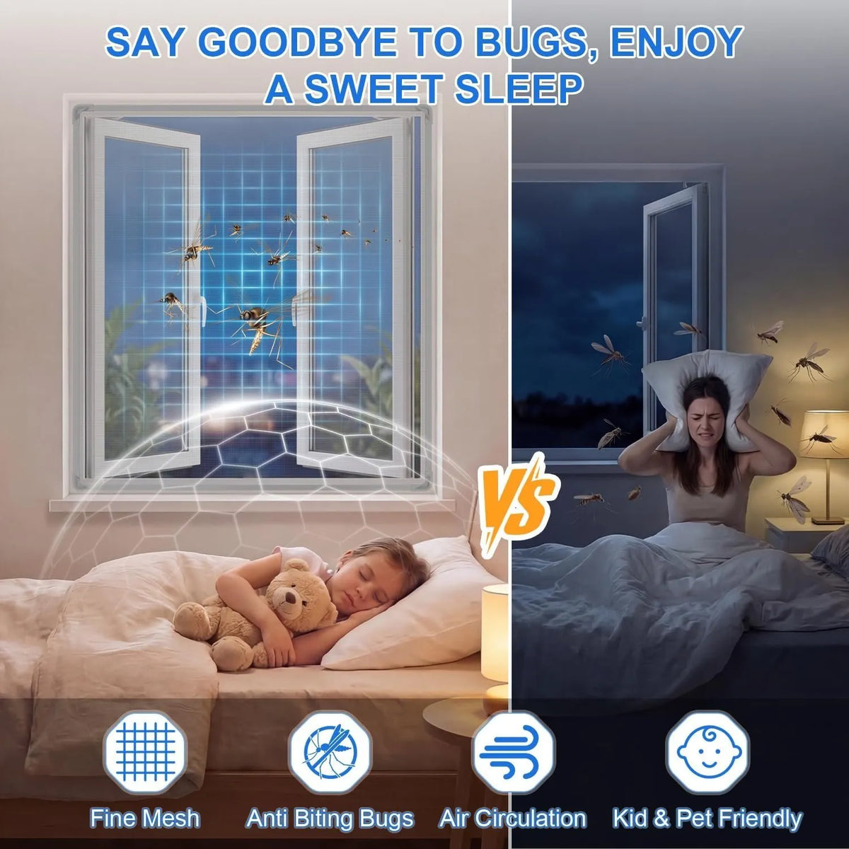🔥HOT SALE🔥Self-adhesive Window Mesh Screen 🦟Anti Mosquito Insect Pet Proof Window Netting