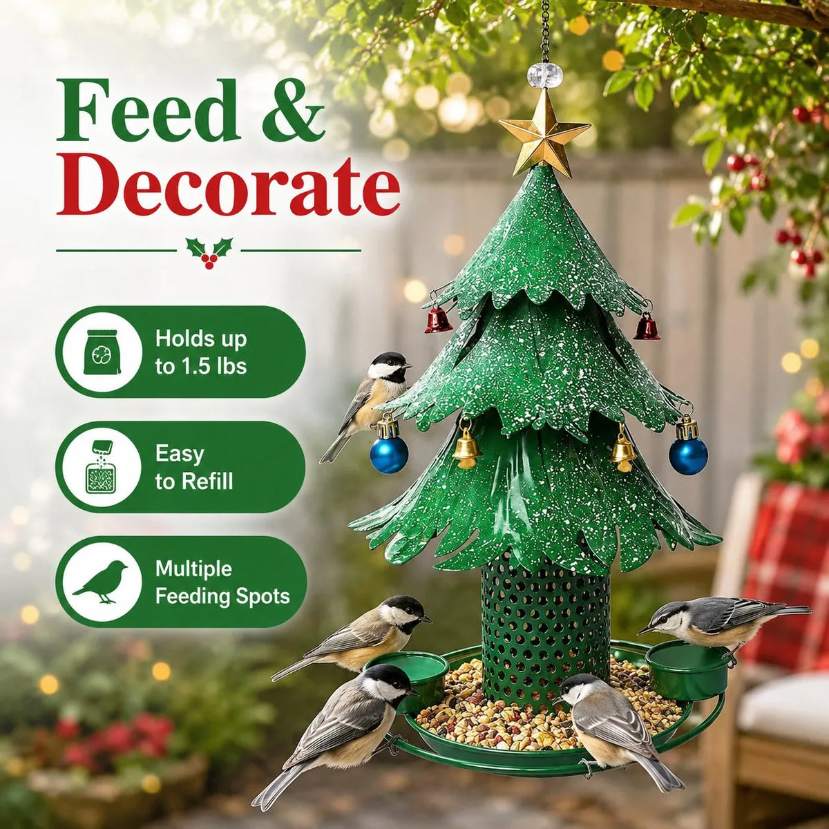 🎄Christmas Tree Bird Feedera🐦Festive Backyard Holiday Decor✨