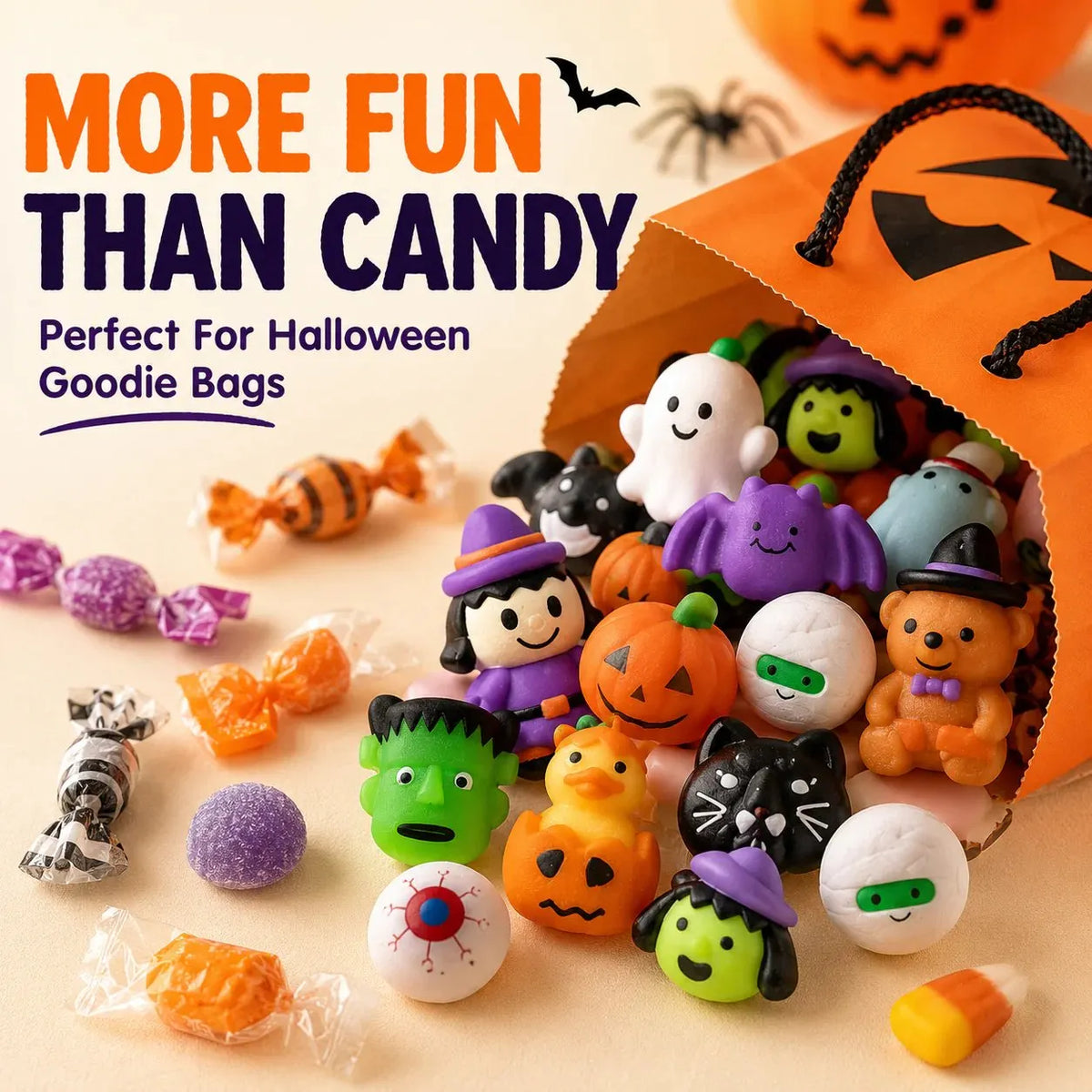 🎃 100PCS Halloween Mochi Squishy Toys – Cute Sensory Party Favors & Goodie Bag Fillers