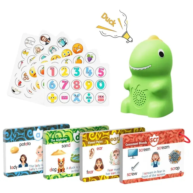 🎉🦖 Dinosaur Talking Flash Cards – Montessori Phonics & Sight Words Educational Learning Set (148 Cards, 5 Categories)