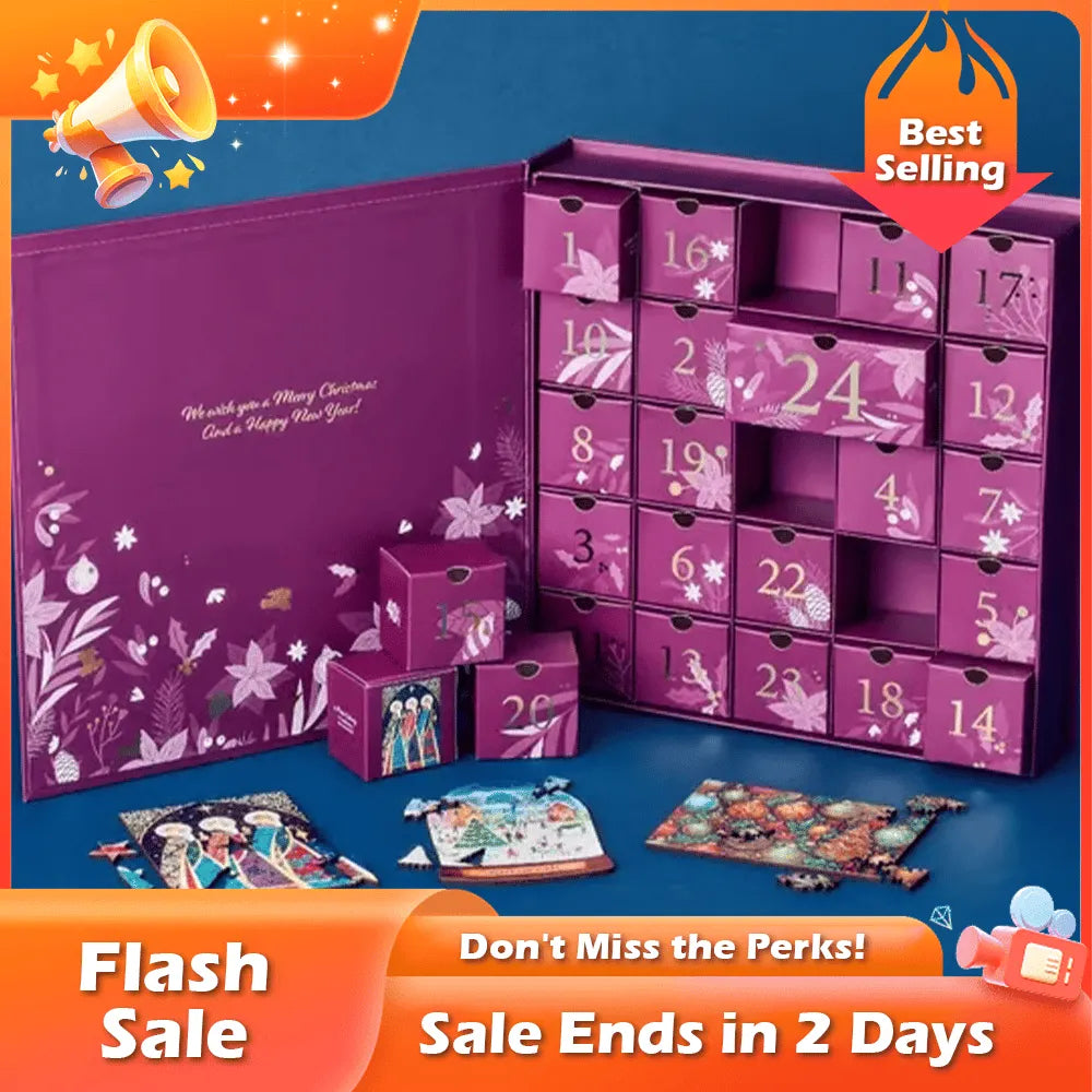 🔥 HOT SALE 🔥🏆Flash Sale⚡ 50K+ SOLD! Almost Gone-💥🧩24 Days Of Christmas Puzzles Advent Calendar,Best Gifts