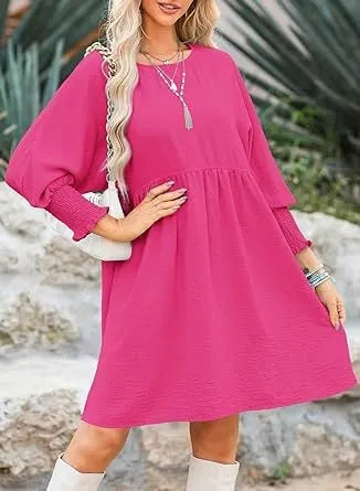 Women's Casual 3/4 Sleeve Crew Neck Mini Dresses (Buy 2 Free Shipping)