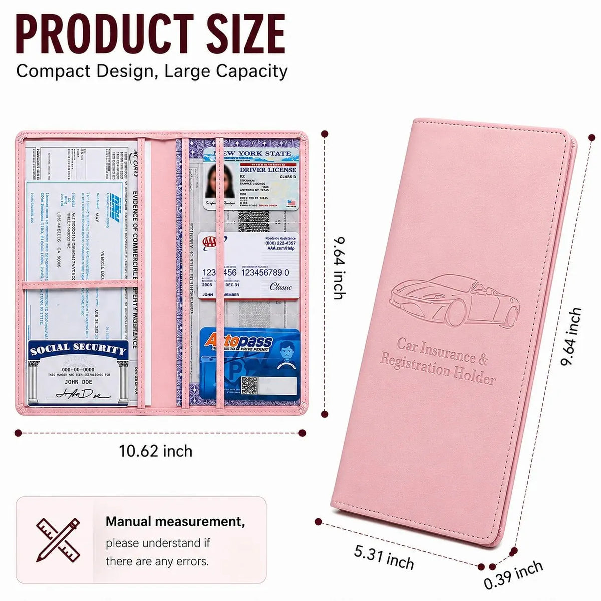 🎉 Car Registration & Insurance Document Holder | Premium PU Leather Organizer