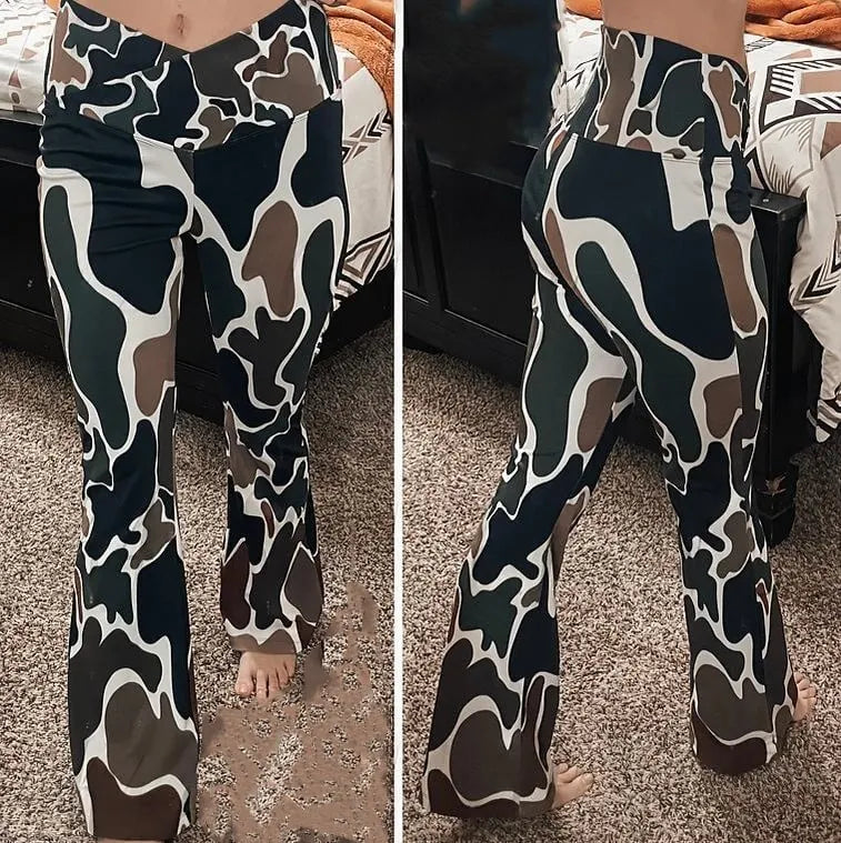 Duck Camo Flare Leggings+Sports Bra Set