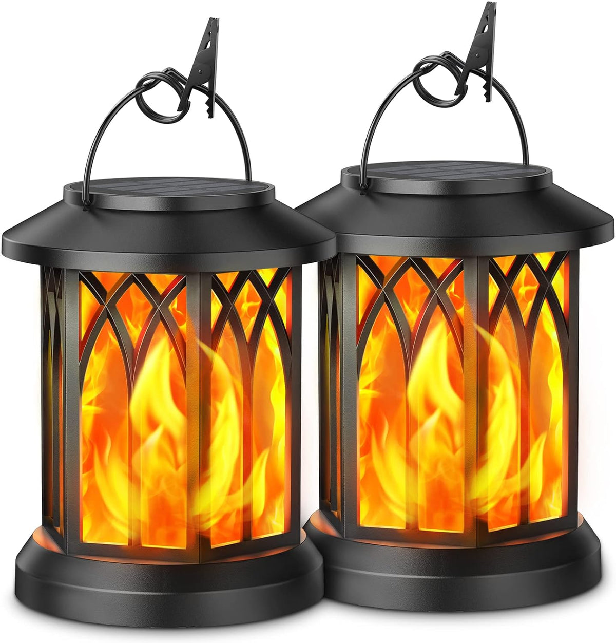 ✨🔥 Upgraded Flickering Flame Solar Lantern Outdoor Waterproof Light