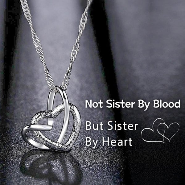 💞Interlocking Heart Necklace -👩❤️👩''God put us together to be sisters by heart''💝