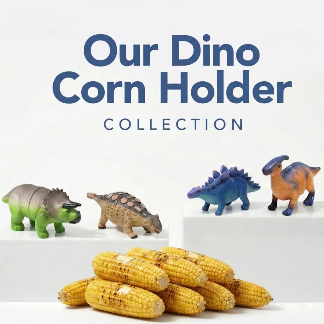 🦕💥2026 New Dinosaur Corn Holders for Corn On The Cob - Funny Corn Cob Holder for Kids and Adults with Stainless Steel Prongs