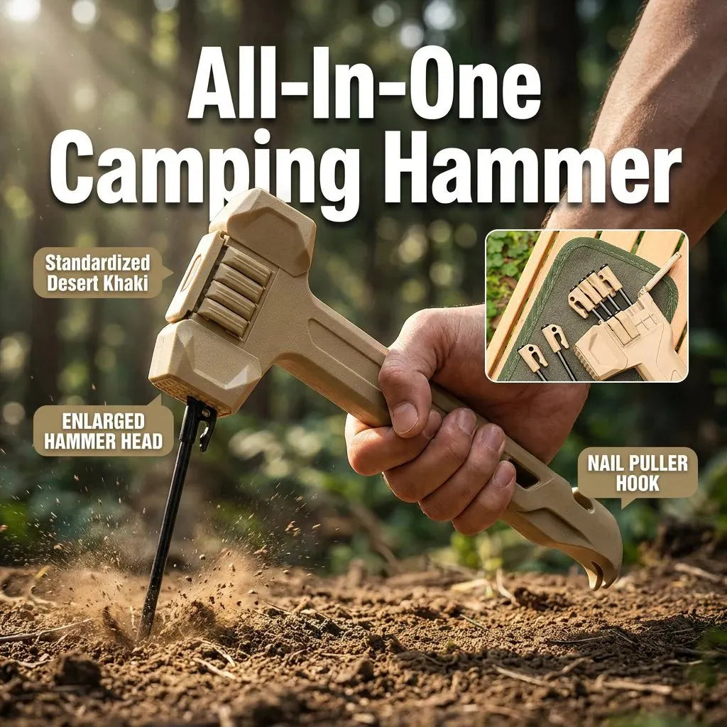 🎉🔨2-in-1 Tent Stake Hammer with 8 Stakes