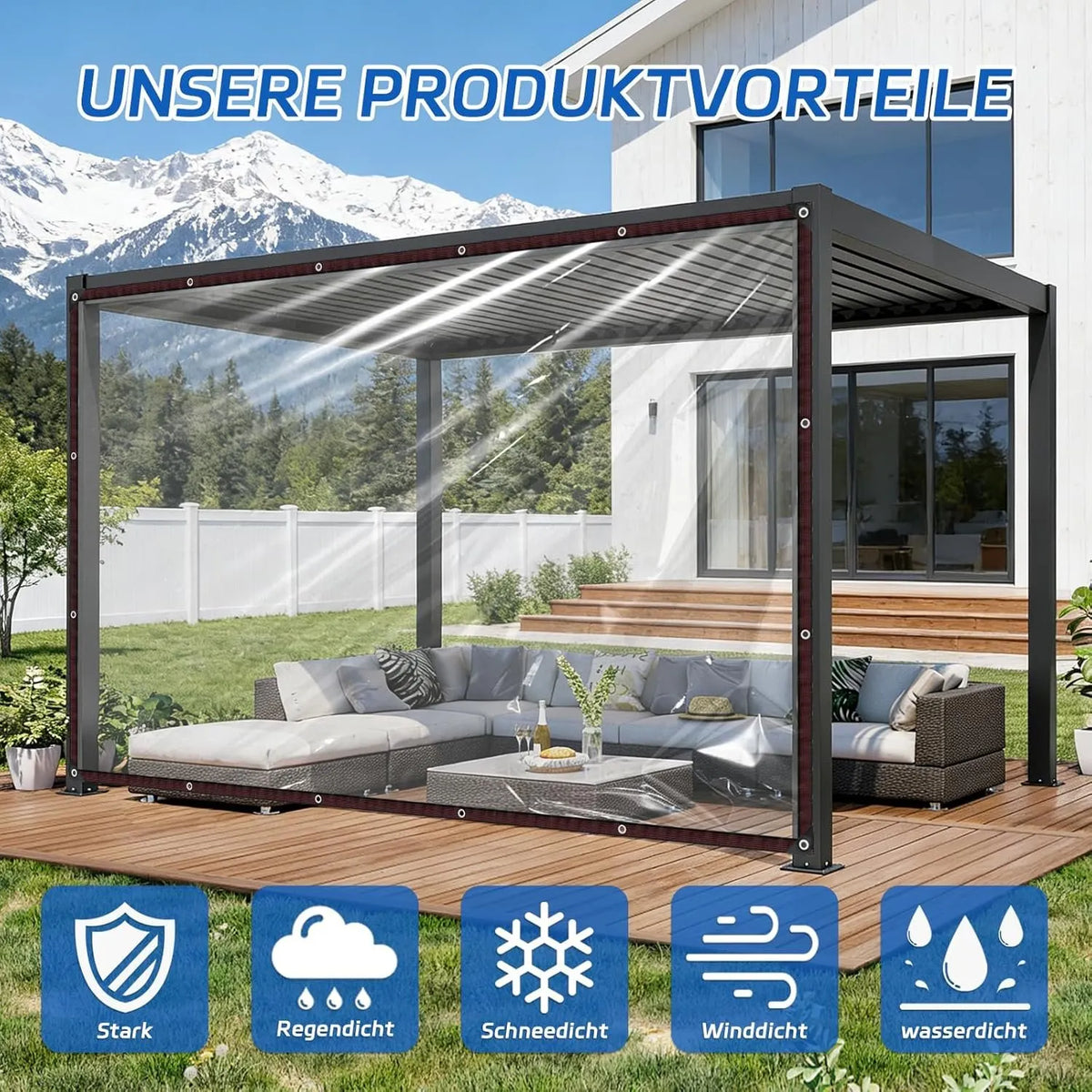 🔥HOT SALE🔥💥🏆Clear Waterproof PE Tarp, Transparent Outdoor Cover with Metal Grommets🌂