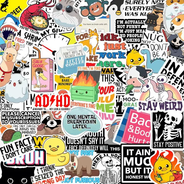 🔥 Set of 130 Pcs Funny Saying Stickers