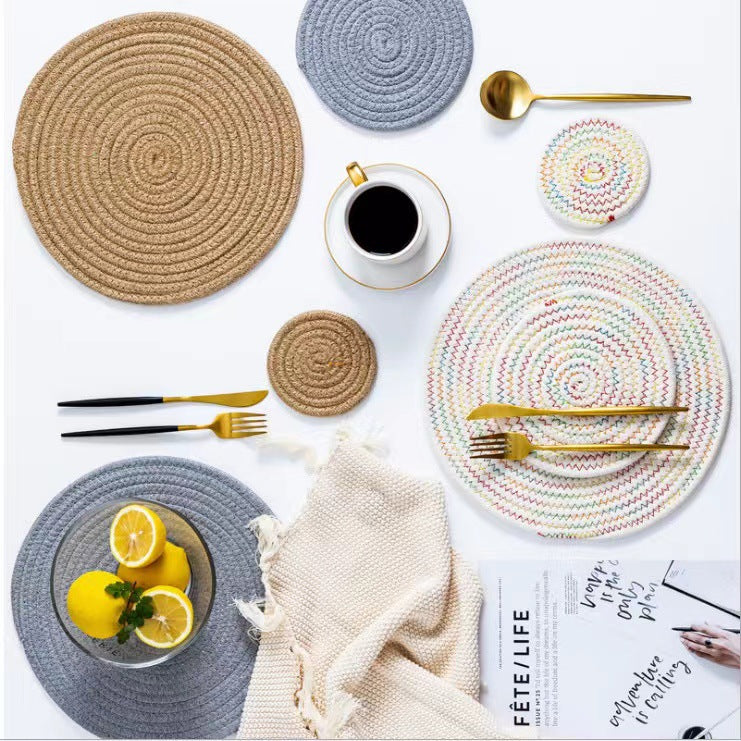 Handwoven Cotton Round Hot Pads