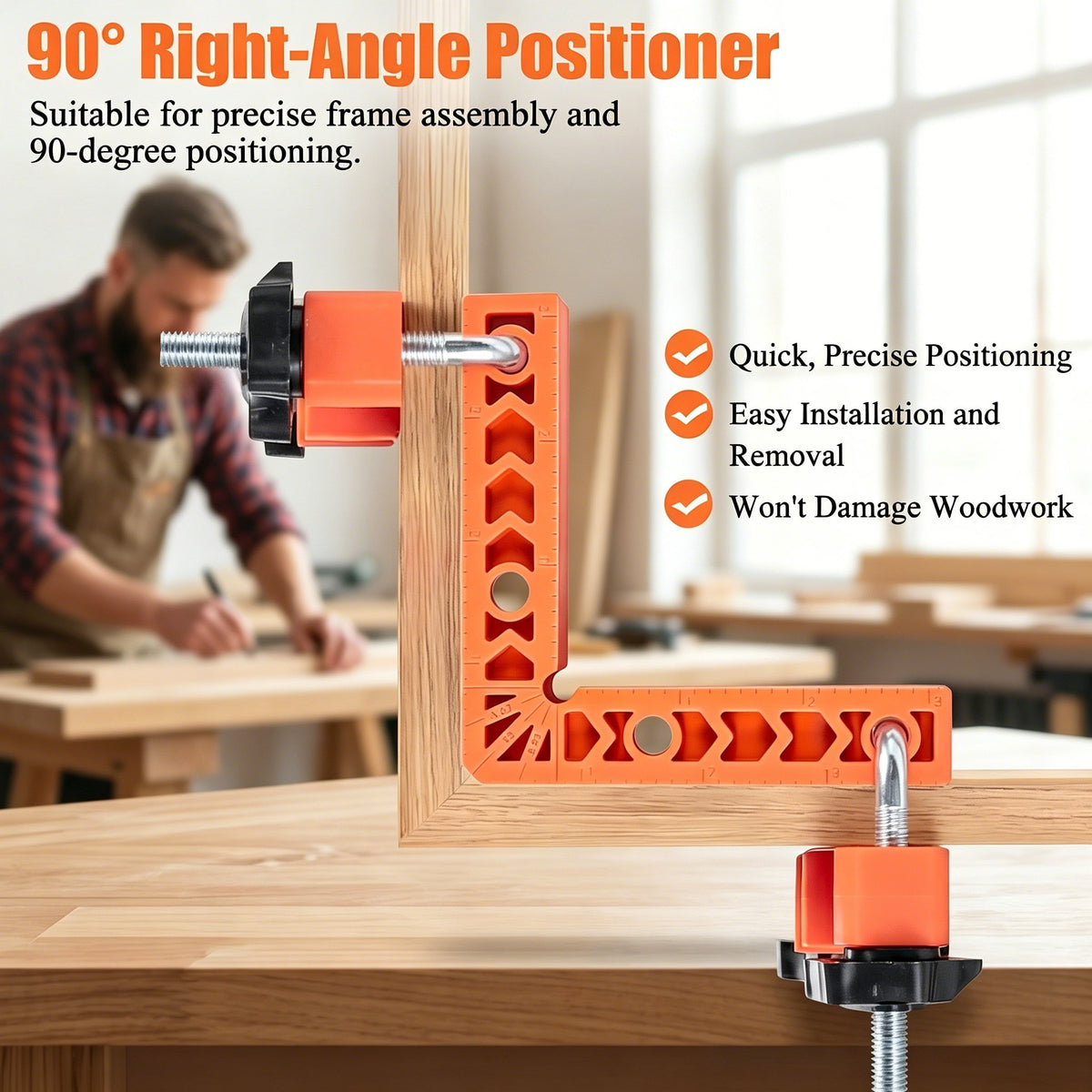 🎉 🔧90 Degree Corner Clamp & Positioning Square Set - (3" 4")inch x 8 Right Angle Clamp with 8 Clamp ABS Plastic L-Shaped Tool