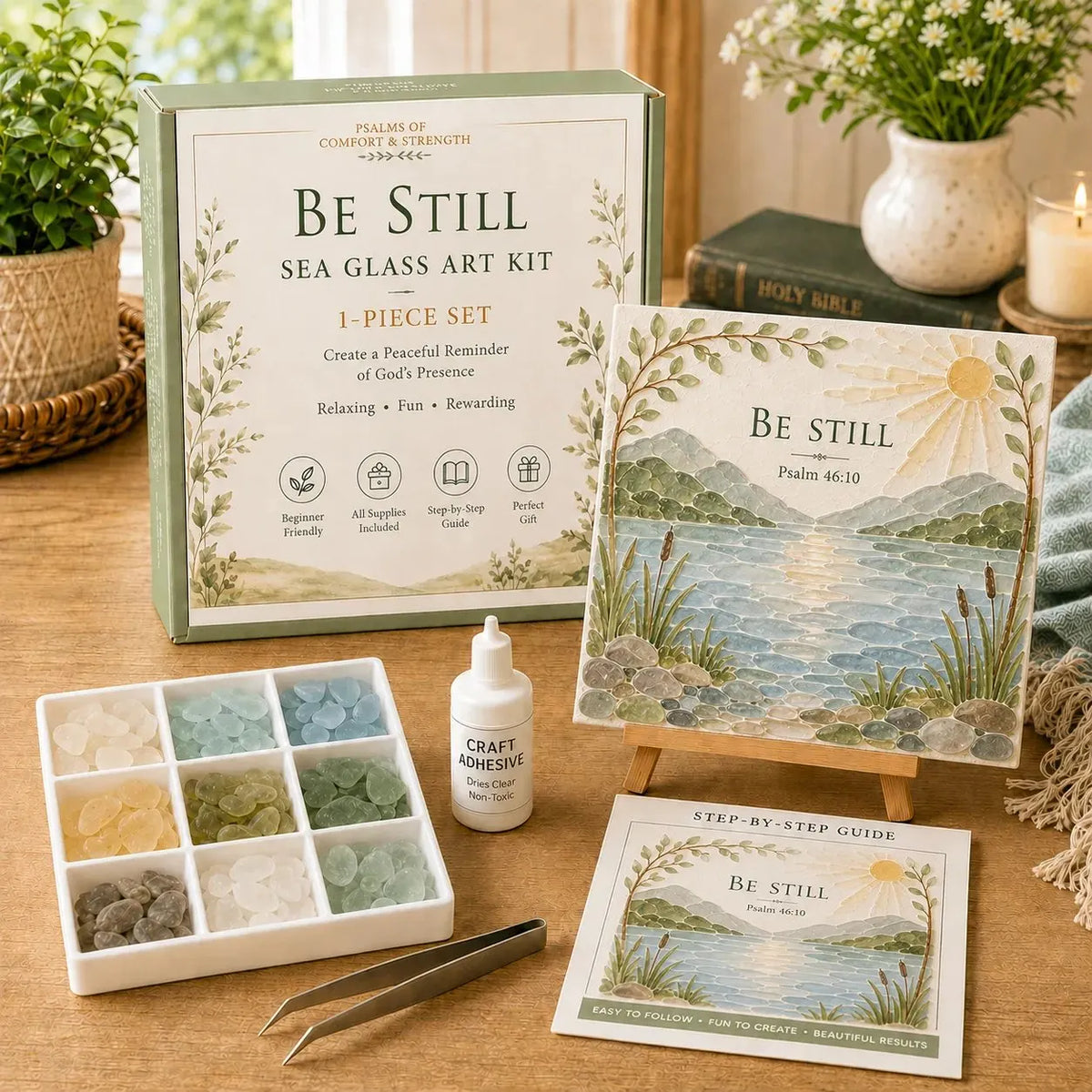 💥🏆 Psalms of Comfort & Strength Sea Glass Art Kit✝️