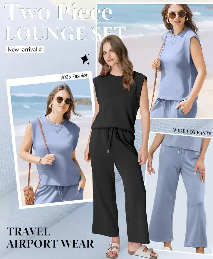 💕Hot Sale 49% OFF🔥New Women's Sleeveless Top & Wide-Leg Pants 2-Piece Set