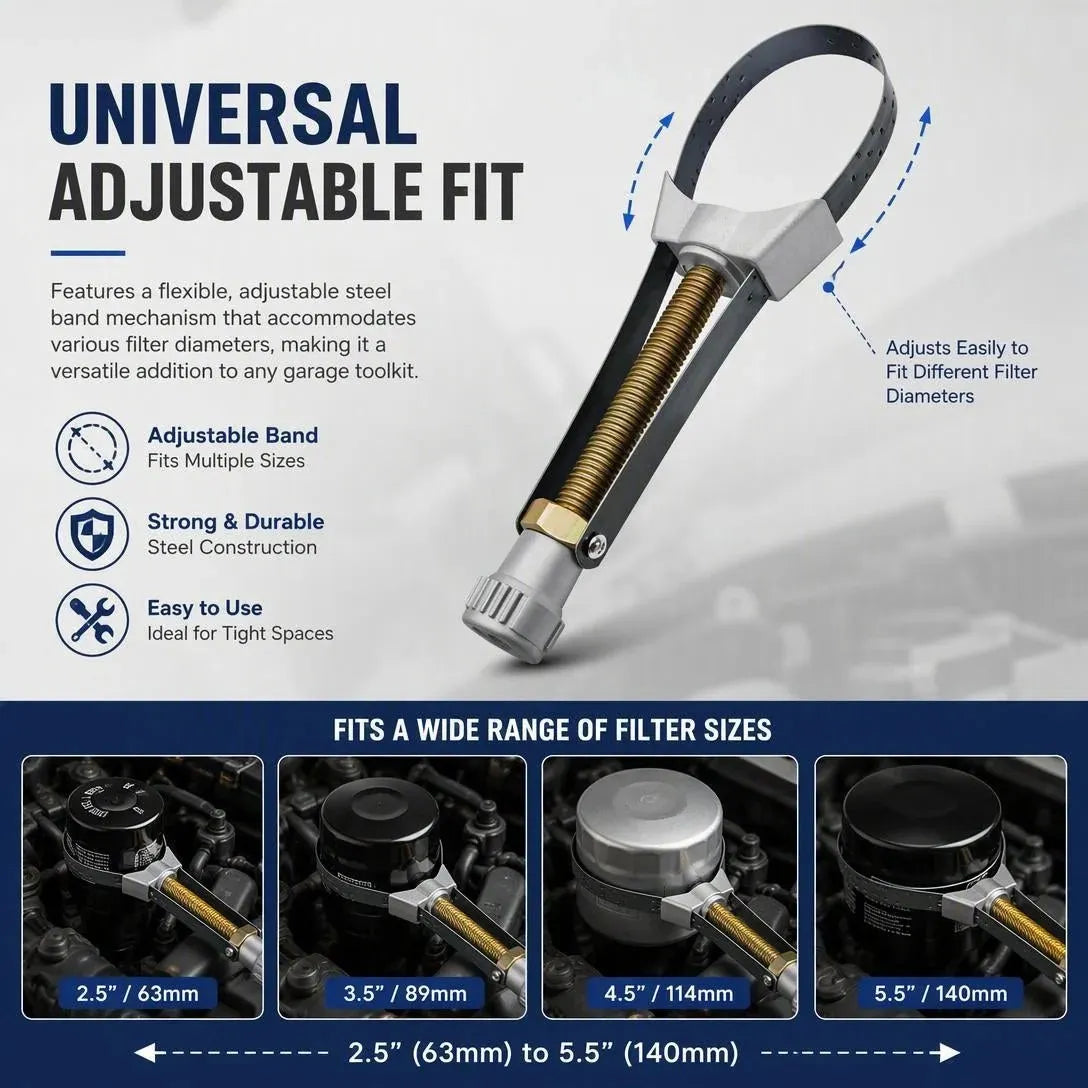 🎉🛠️NEW Auto Car Diameter Adjustable Oil Filter Removal Strap Wrench Tool