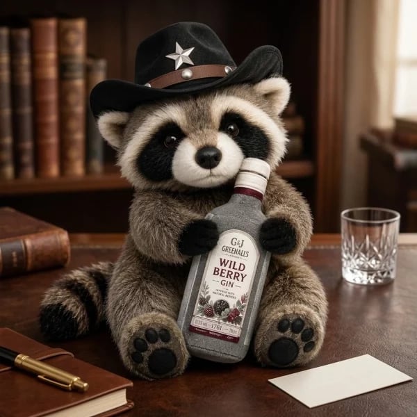 🎉🦝Wild West Whiskey Raccoon Collector Plush Doll