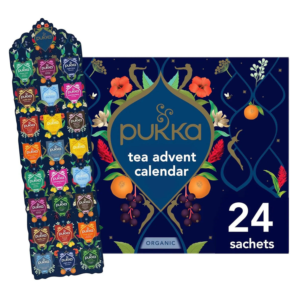 🎄Organic tea advent calendar, selection of 24 delicious black and green tea blends, Christmas gift for tea lovers🍵