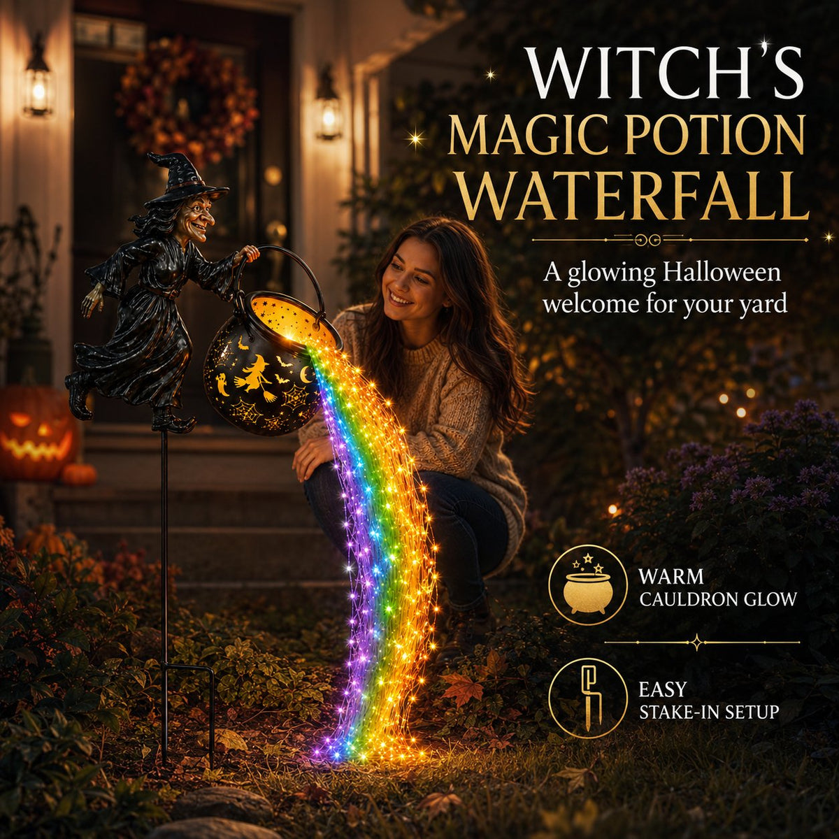 🎃🔥Hot Sale-50% OFF🔥Halloween Witch Cauldron Garden Light