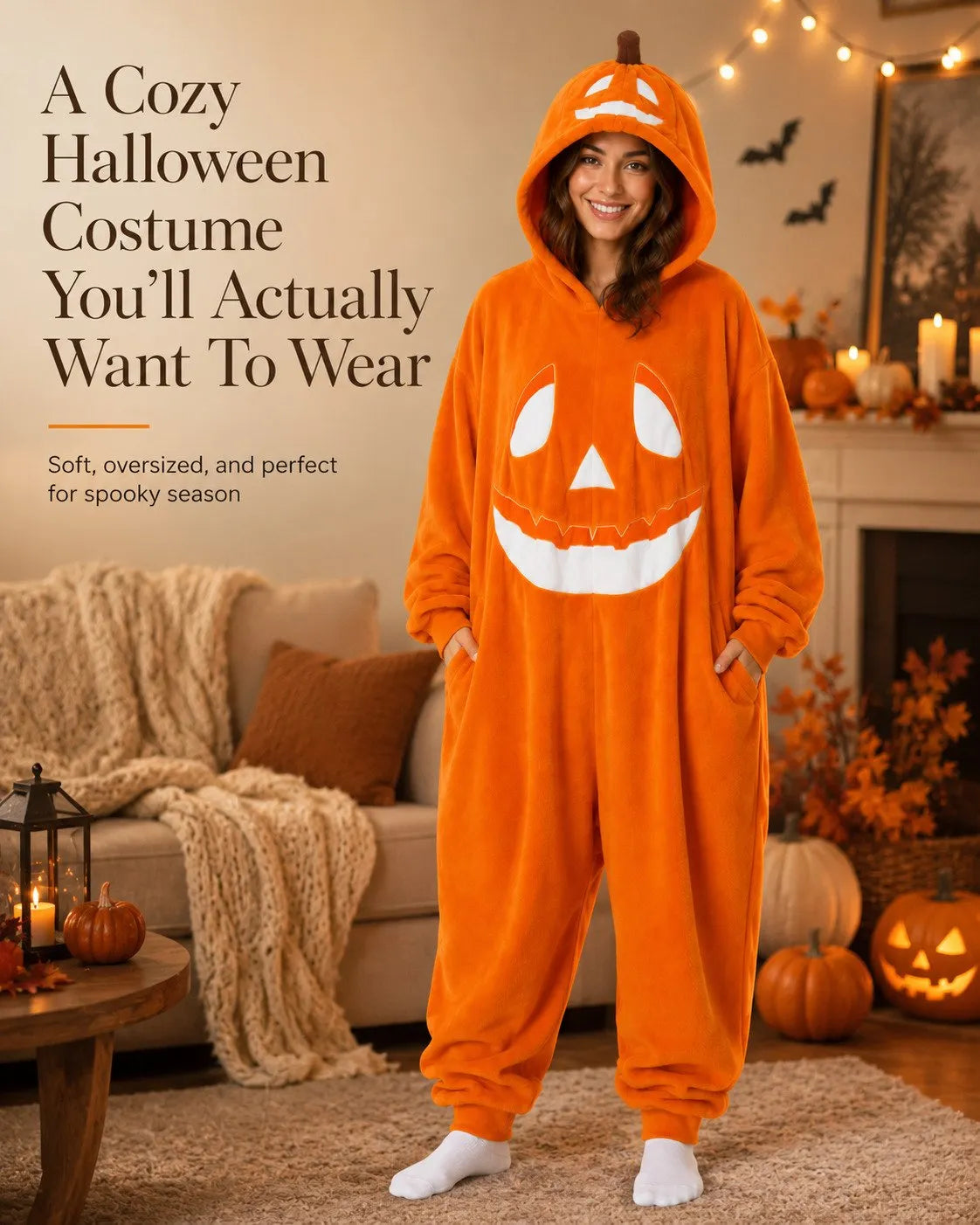 šš¤Pumpkin Jack-Oā-Lantern Hooded Onesie Costume