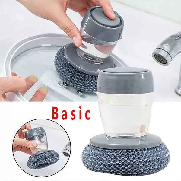 💖Kitchen Brush Utensils Cleaner Press Type Non-Stick Oil Automatic Hydraulic Dishwashing Decontamination Tools Pot Artifact