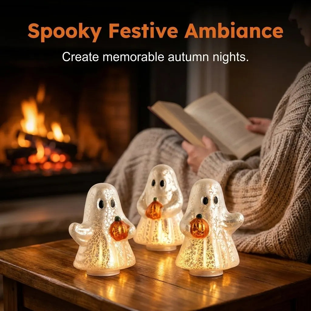 🔥HOT SALE🔥⚡Light-Up Mercury Glass Ghost Figurines