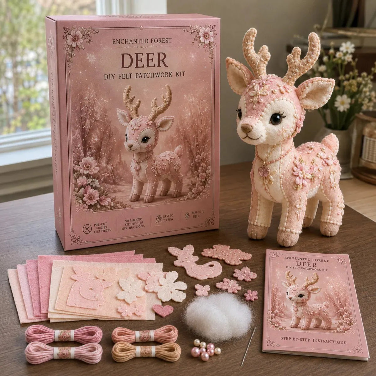 ๐๐Pink Woodland Friends DIY Felt Sewing Kit โ Make Your Own Cute Animal