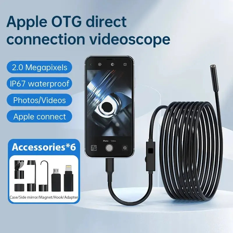 Multifunctional 1920P HD Borescope Endoscope Camera, IP67 Waterproof Inspection Tool with 8 Adjustable LED Lights