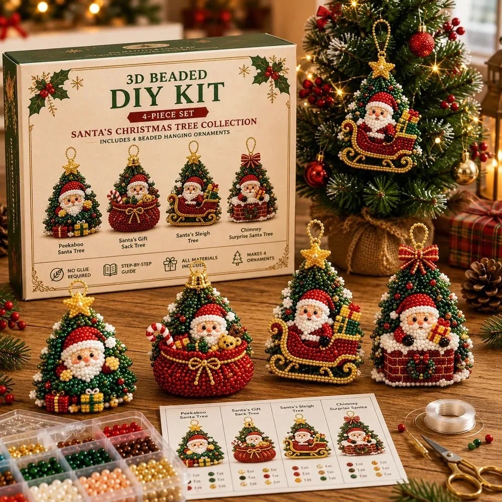 🔥 HOT SALE 🔥⏳ Last Day 49% OFF – 🎄 Beginner-Friendly DIY 3D Christmas Beaded Ornament Kit | Complete 4-Piece Set with Glass Beads, All Tools & Step-by-Step Guide Included 💕