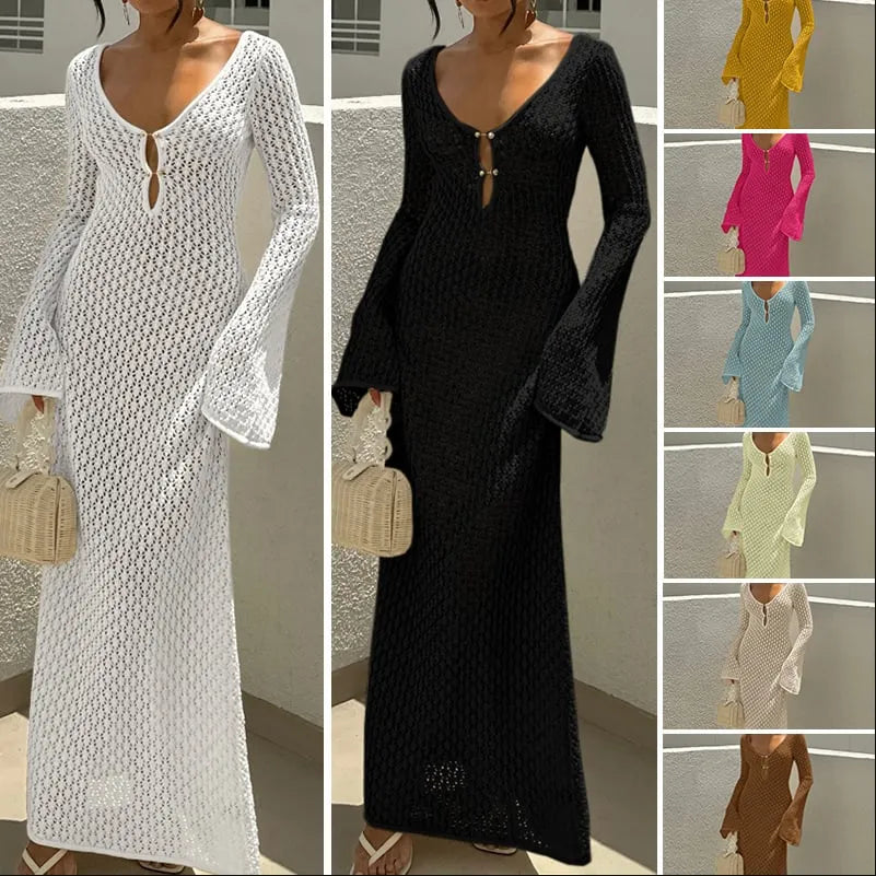 Hollowed-out Textured Dress