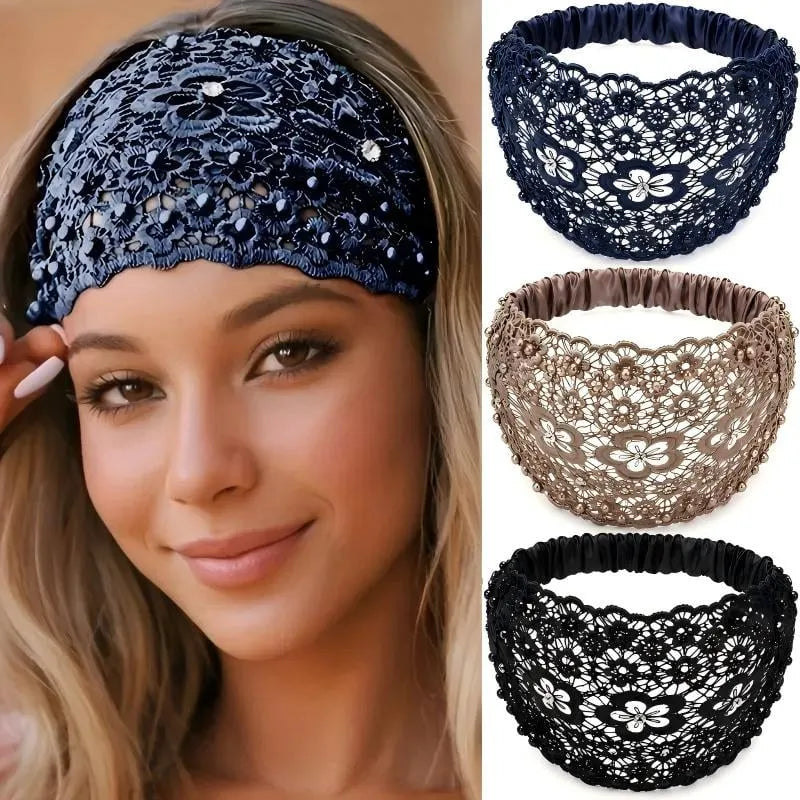 🔥 HOT SALE 🔥✨Plum Blossom Hollow Beaded Wide Headband