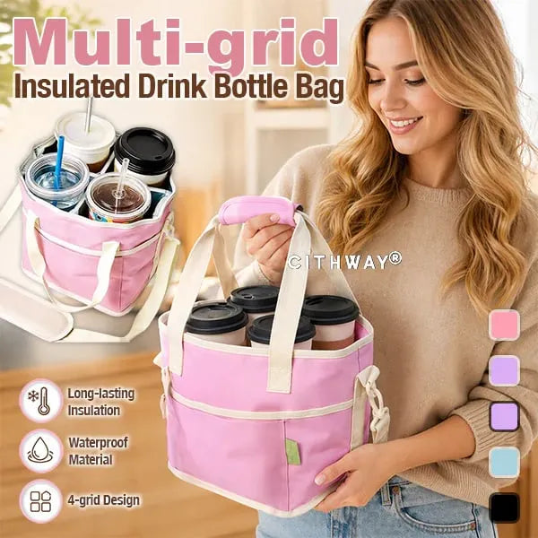 🎉 4-grid Insulated Drink Bottle Carrier Bag