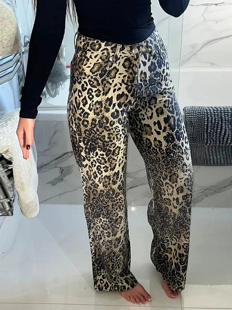 Leopard Denim Jeans