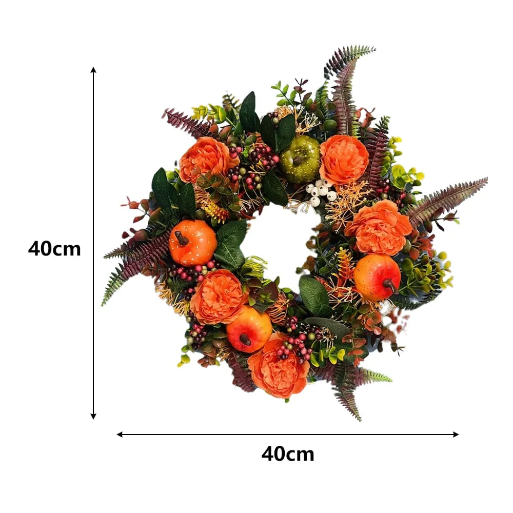 🎉💖Fall Peony And Pumpkin Wreath - Year Round Wreath