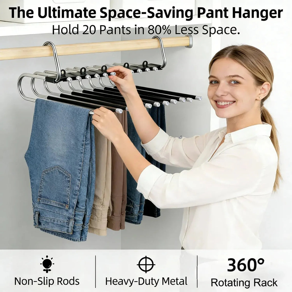 🔥 HOT SALE 🔥👖 9-Tier Space-Saving Pants Hangers – 2 Pack