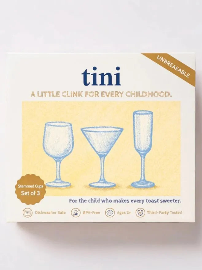 🏖️🥤 Tini Cheers 3-Pack Stemmed Kids Cups, Shatterproof BPA-Free Transparent Tritan Drinking Cups, Top-Rack Dishwasher Safe for Toddlers Ages 2+ 🍸️🍷
