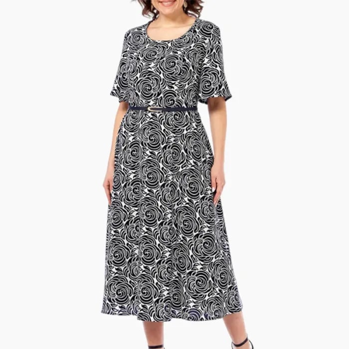 💥💥 New elegant extra long dress with belt and prints