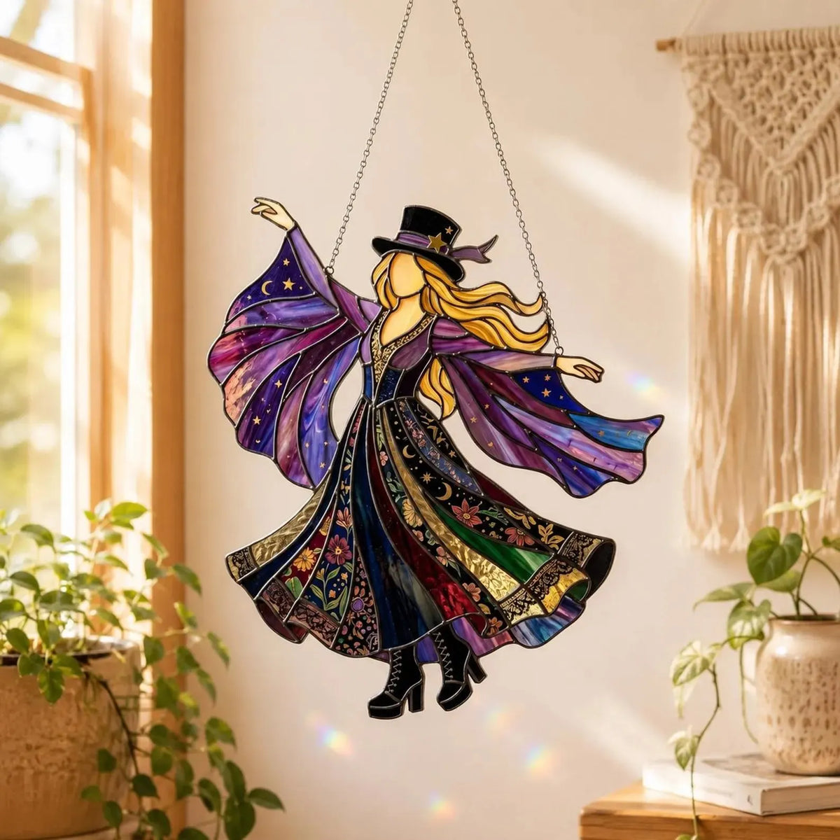 🔥LAST DAY 59% OFF -💃Stevie Nicks🤘 Handmade Stained Glass Spinner