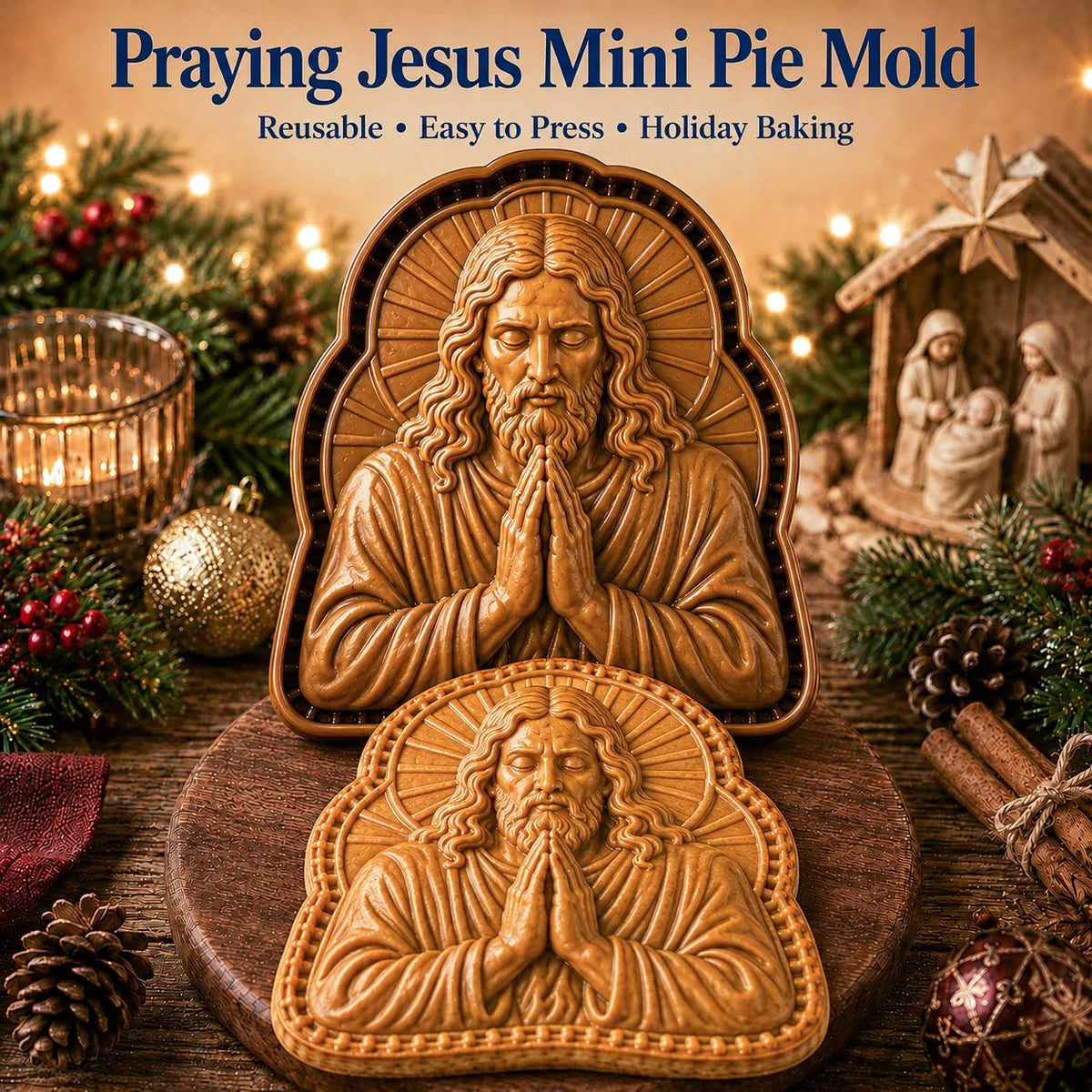 🔥Last Day 50% OFF - ✝️🥧 Faith & Nativity Christmas Mini Pie Mold Collection