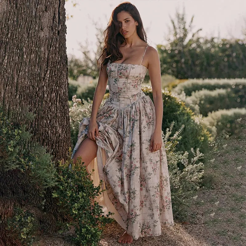 Cream Floral Print Sundress