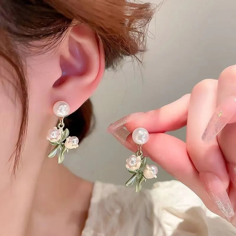 Delicate Mosaic Pearl Earrings