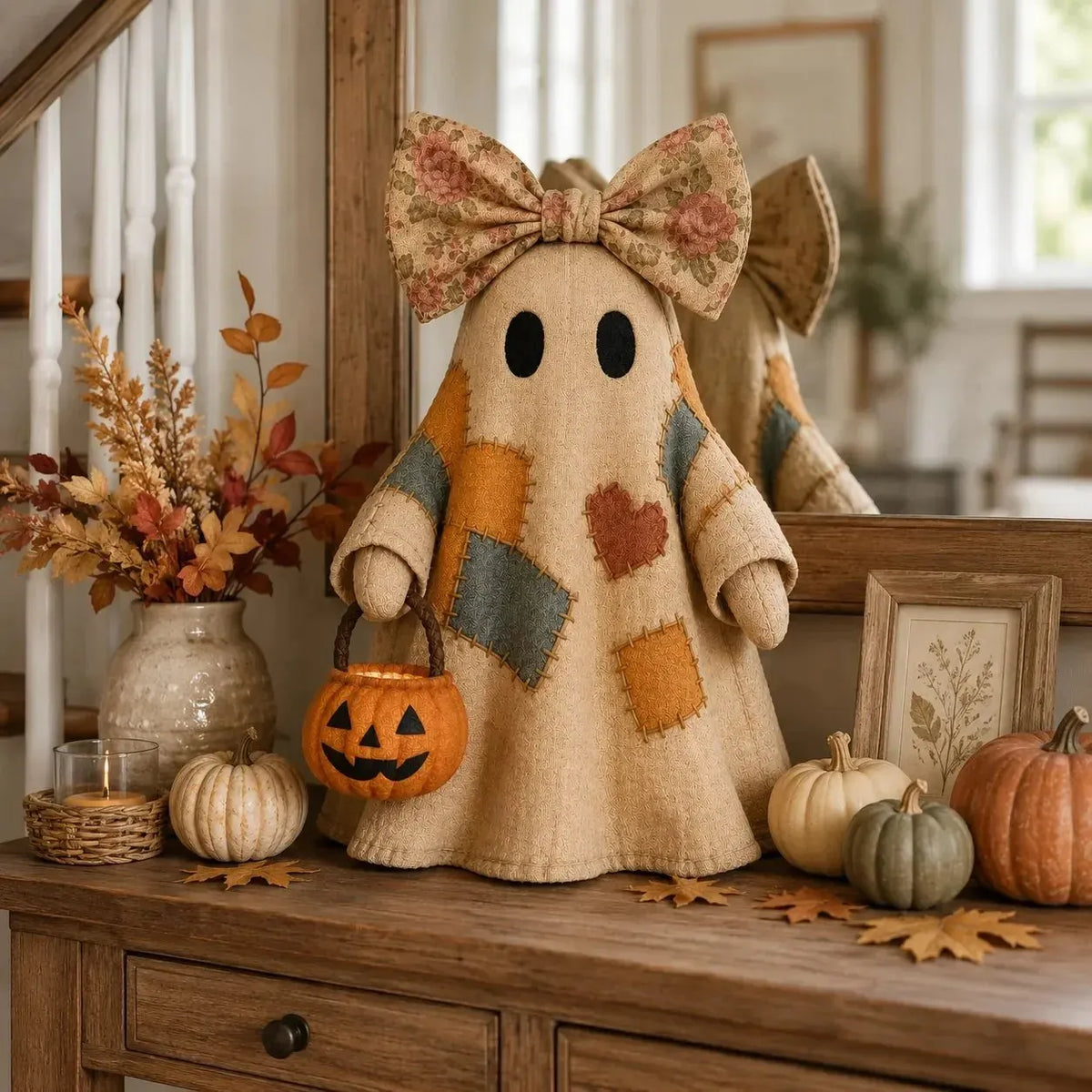 🎉👻Lighted Vintage Patchwork Ghost