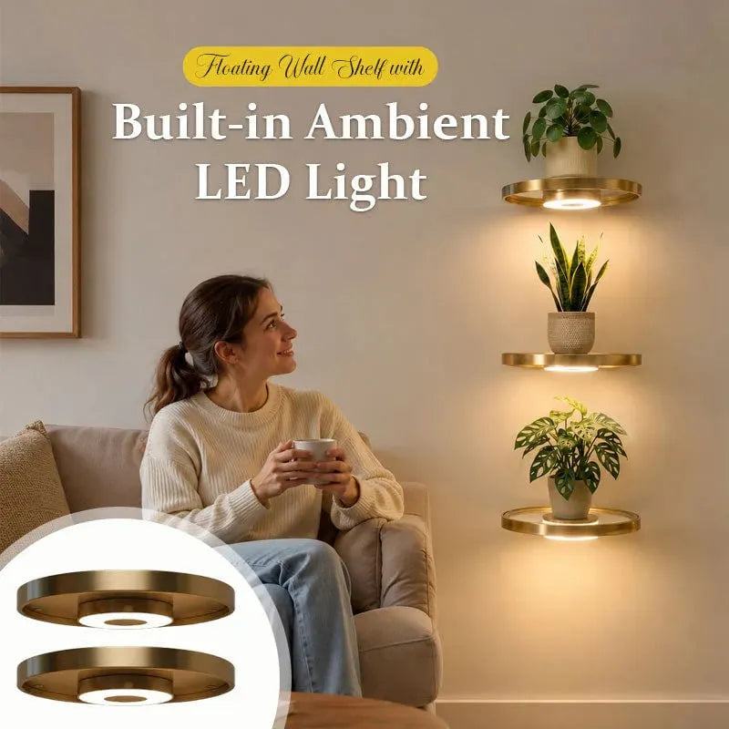 🔥HOT SALE🔥🌿 Floating Plant Shelf with Built-in Ambient LED Light