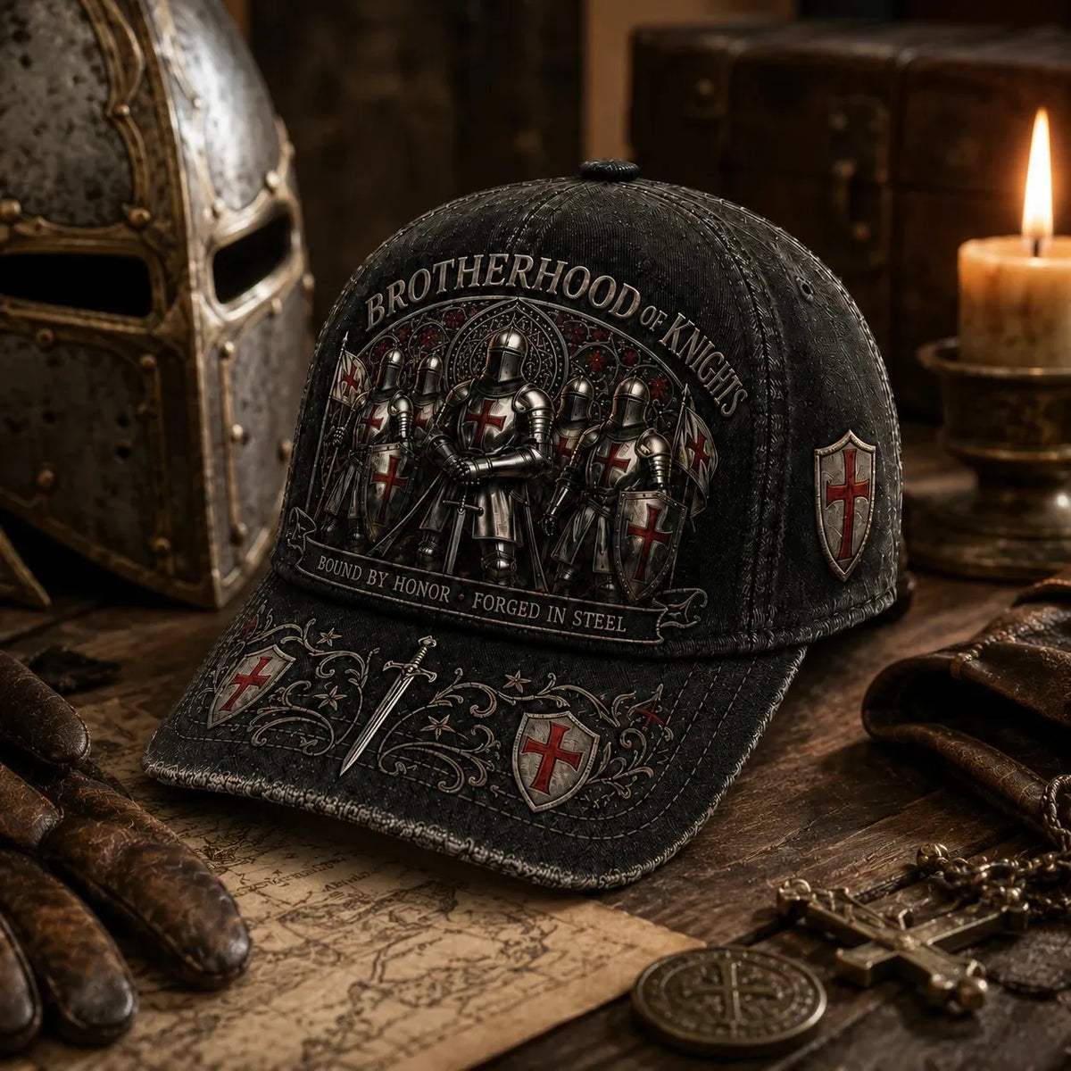 🎉⚔️ Bound By Honor Forged In Steel – Knights Templar Cap